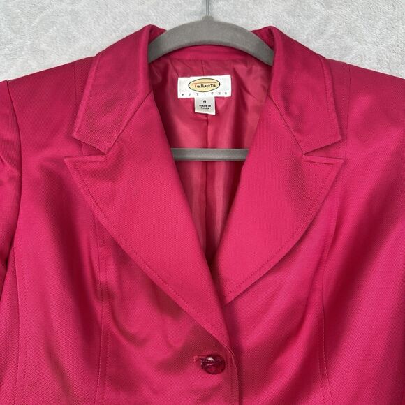 Vtg Talbots Silk Blend Blazer Women 4P Hot Pink Gem Button Career Old Money Chic - Picture 3 of 16